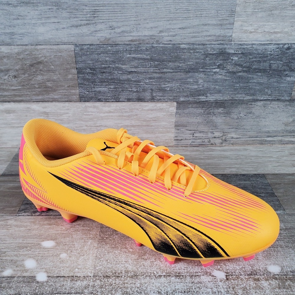 Puma Ultra Play Mens Shoes Sz 11.5 Yellow Black Leather Lace-Up Soccer Cleats